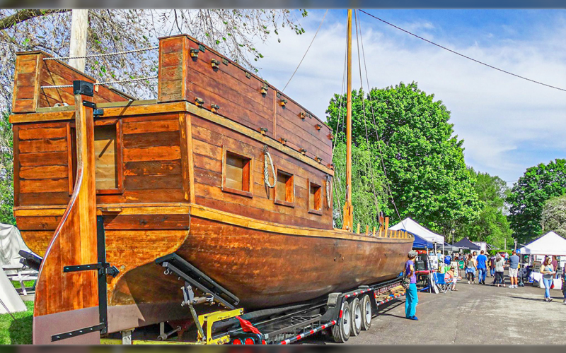 A LEWIS AND CLARK keel boat replica.