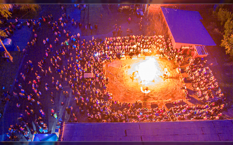 THE HOUSE OF FIRE AND ICE surrounded by fire dancers attracted a crowd from all over Missouri.