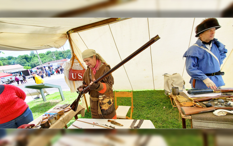 LEWIS & CLARK REENACTOR showing the proper loading of an early 19th century hunting rifle.