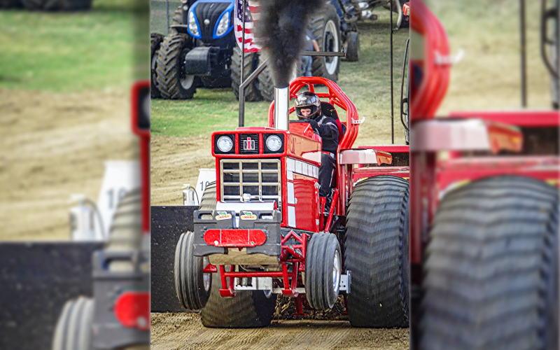 ONE OF THE PULLERS kicking up some dirt on the track.