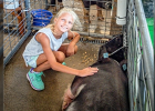 LYDIA PAYNE with her hog.